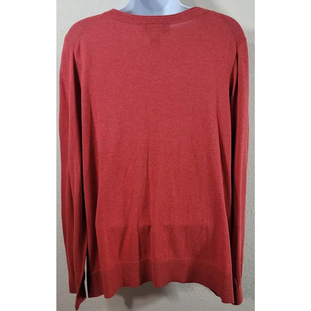 Lane Bryant Orange Button Up Cardigan Sweater 18 20 Lightweight Soft Pockets